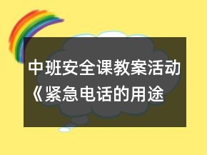 中班安全课教案活动《紧急电话的用途》反思