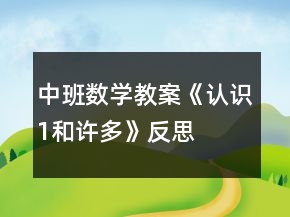 中班数学教案《认识1和许多》反思