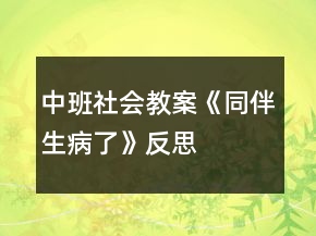 中班社会教案《同伴生病了》反思