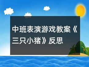 中班表演游戏教案《三只小猪》反思