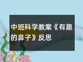 中班科学教案《有趣的鼻子》反思