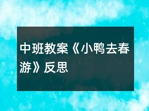 中班教案《小鸭去春游》反思