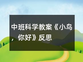 中班科学教案《小鸟，你好》反思