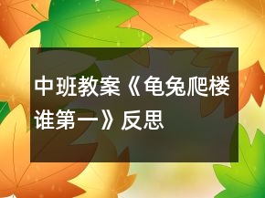 中班教案《龟兔爬楼谁第一》反思