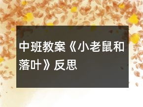 中班教案《小老鼠和落叶》反思