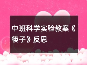中班科学实验教案《筷子》反思
