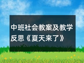 中班社会教案及教学反思《夏天来了》