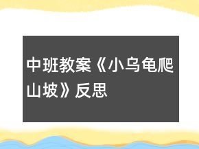 中班教案《小乌龟爬山坡》反思