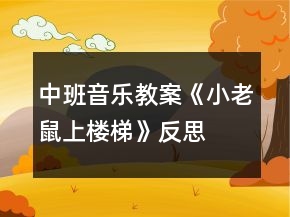 中班音乐教案《小老鼠上楼梯》反思