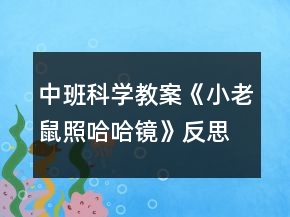中班科学教案《小老鼠照哈哈镜》反思