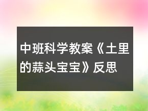 中班科学教案《土里的蒜头宝宝》反思