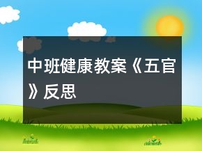 中班健康教案《五官》反思