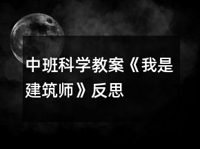 中班科学教案《我是建筑师》反思