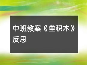 中班教案《垒积木》反思