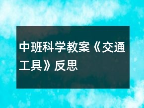 中班科学教案《交通工具》反思