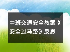 中班交通安全教案《安全过马路》反思