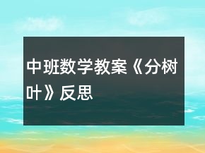 中班数学教案《分树叶》反思