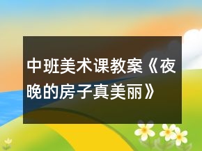 中班美术课教案《夜晚的房子真美丽》反思
