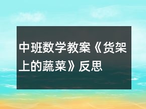 中班数学教案《货架上的蔬菜》反思