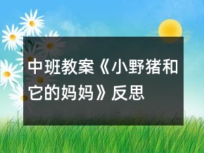 中班教案《小野猪和它的妈妈》反思