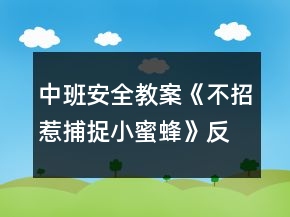 中班安全教案《不招惹捕捉小蜜蜂》反思