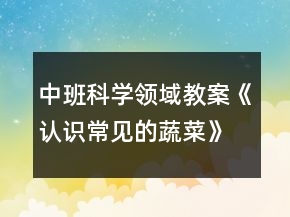 中班科学领域教案《认识常见的蔬菜》反思