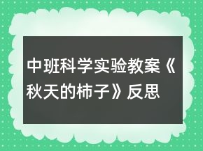 中班科学实验教案《秋天的柿子》反思