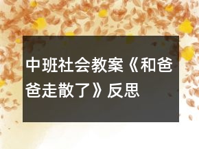 中班社会教案《和爸爸走散了》反思