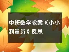 中班数学教案《小小测量员》反思