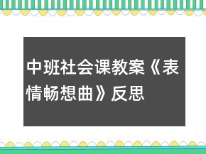 中班社会课教案《表情畅想曲》反思