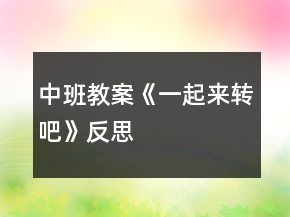 中班教案《一起来转吧》反思