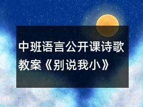 中班语言公开课诗歌教案《别说我小》反思
