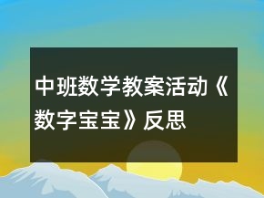 中班数学教案活动《数字宝宝》反思
