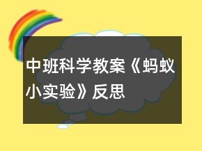 中班科学教案《蚂蚁小实验》反思