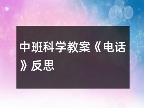 中班科学教案《电话》反思