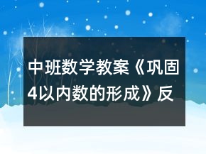 中班数学教案《巩固4以内数的形成》反思