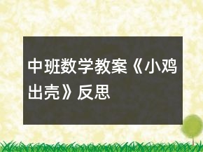 中班数学教案《小鸡出壳》反思