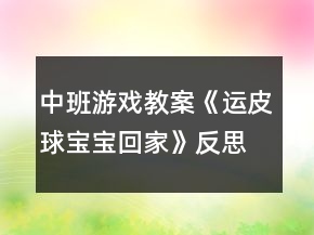 中班游戏教案《运皮球宝宝回家》反思