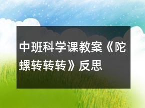 中班科学课教案《陀螺转转转》反思