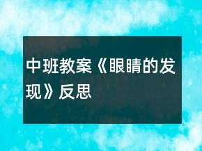 中班教案《眼睛的发现》反思