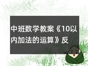 中班数学教案《10以内加法的运算》反思