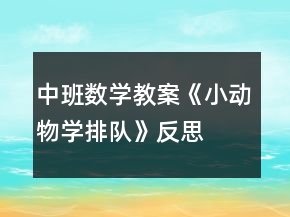 中班数学教案《小动物学排队》反思