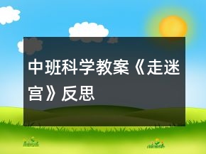 中班科学教案《走迷宫》反思