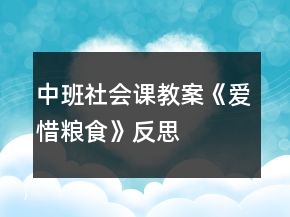 中班社会课教案《爱惜粮食》反思