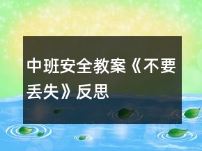 中班安全教案《不要丢失》反思