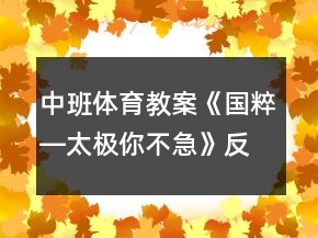 中班体育教案《国粹―太极你不急》反思