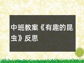 中班教案《有趣的昆虫》反思