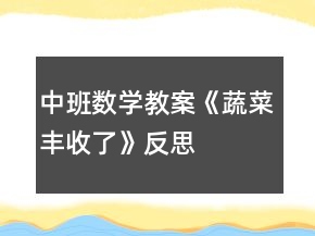 中班数学教案《蔬菜丰收了》反思