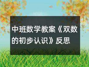 中班数学教案《双数的初步认识》反思