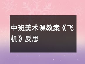 中班美术课教案《飞机》反思